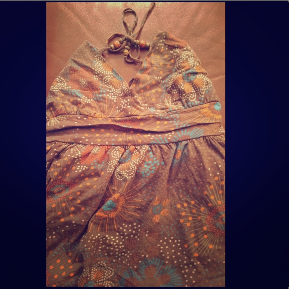 Brown Print Halter Top